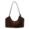 Genuine cowhide leather women's single-shoulder suede large-capacity retro pillow bag handbag