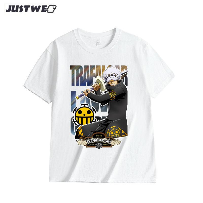 Anime Style One Piece Road Feisuolonuo Pure Cotton Printed Fashionable Unisexs and Womens Clothing New Loose Casual Tshirt