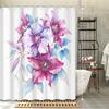 1pc watercolor purple flowers and plants shower curtain, decorative printed shower curtain, including 12 hooks, bath curtains,