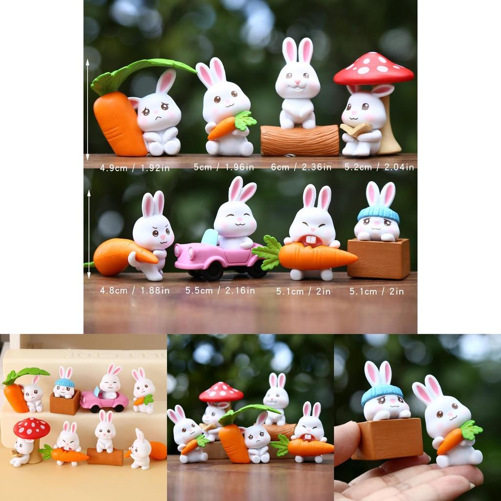 Mignon Carotte Champignon Dessin Animé Lapin Mini Modèle Décoration de Bureau Ensemble d'Ornements Pour Enfants et Collectionneurs