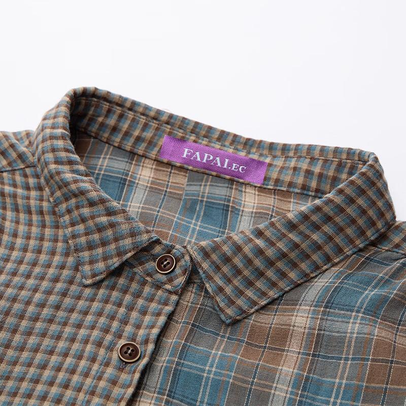 FAPAI Vintage Plaid Cotton Long Sleeve Shirt