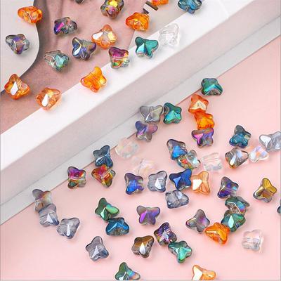 High Quality Handmade DIY Beaded Bracelet Fashion Materials Butterfly 20pcs Glass Exquisite Jewelry Making Accessories Color Plating Loose Beads