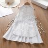 Girls' Chinese Style Dress, Chinese Style Fake Two-piece Side Tether Embroidered Cheongsam Skirt