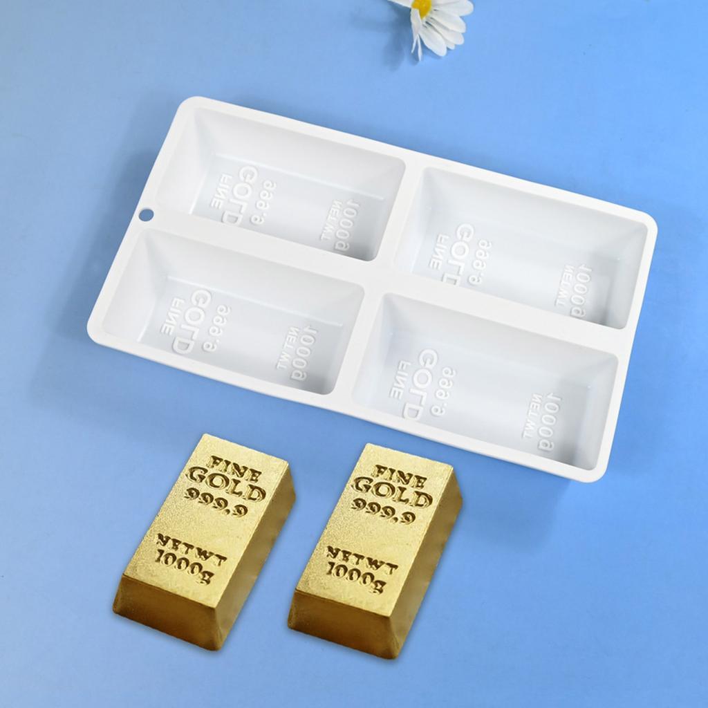 Gold Brick Shape Silicone Molds Making Mousses Cake Molds Decorating Baking Tool for Making Chocolate Fondant Dessert