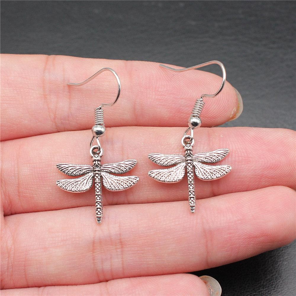 Hängeohrring Libelle Schmetterling Vintage Schmuckzubehör Ohrringgröße 18x19mm QE009