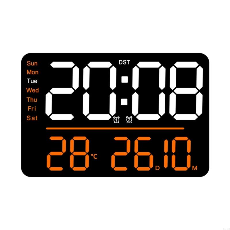 62KD Large Digital Clock Wall Clock with Date Week and Temperature Display Bedroom Office Decors