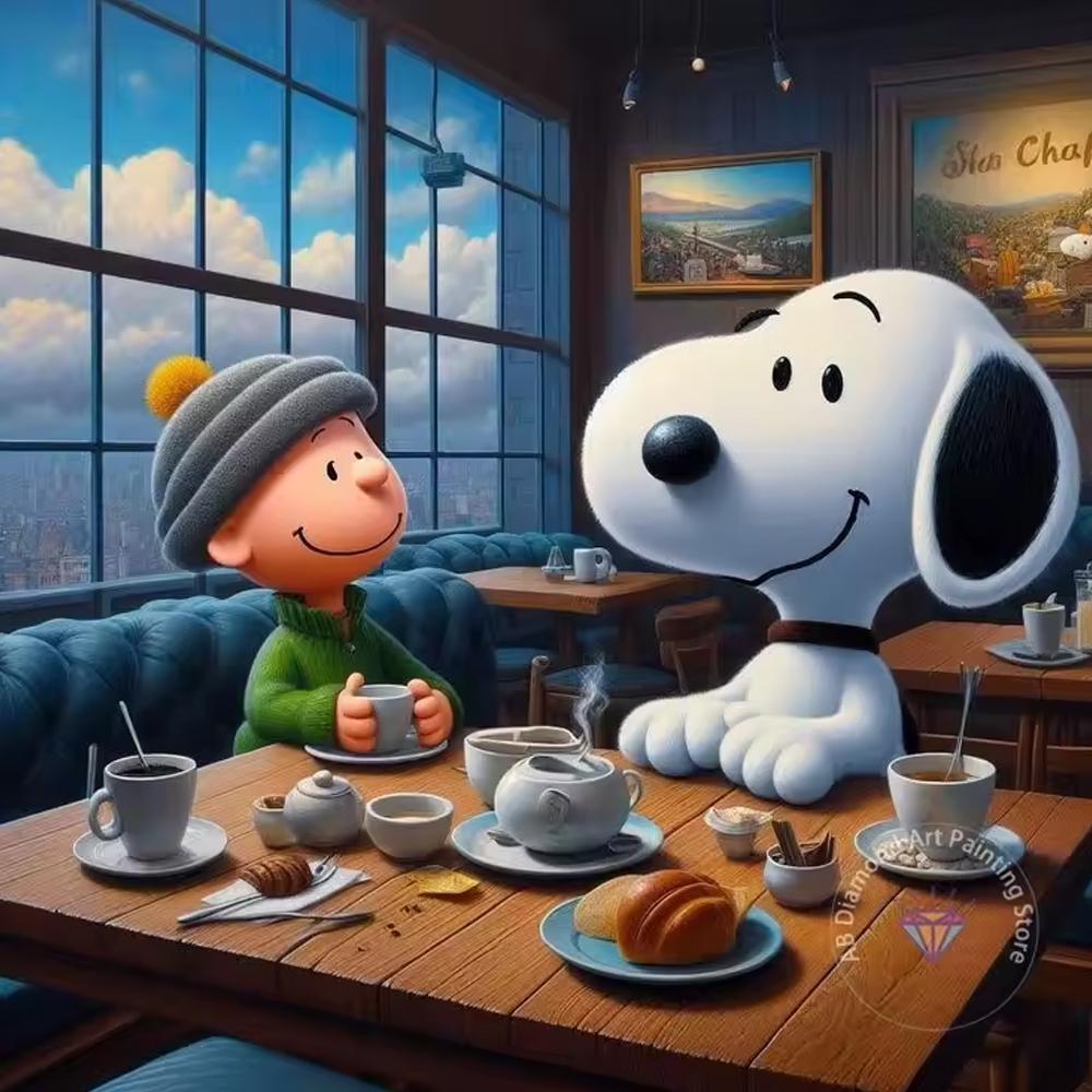 

Peanuts Snoopy Diamond Painting Kit 5D DIY Diamond Embroidery Cross Stitch Handmade Art Gift Crafts Home Decor Round 20x20cm