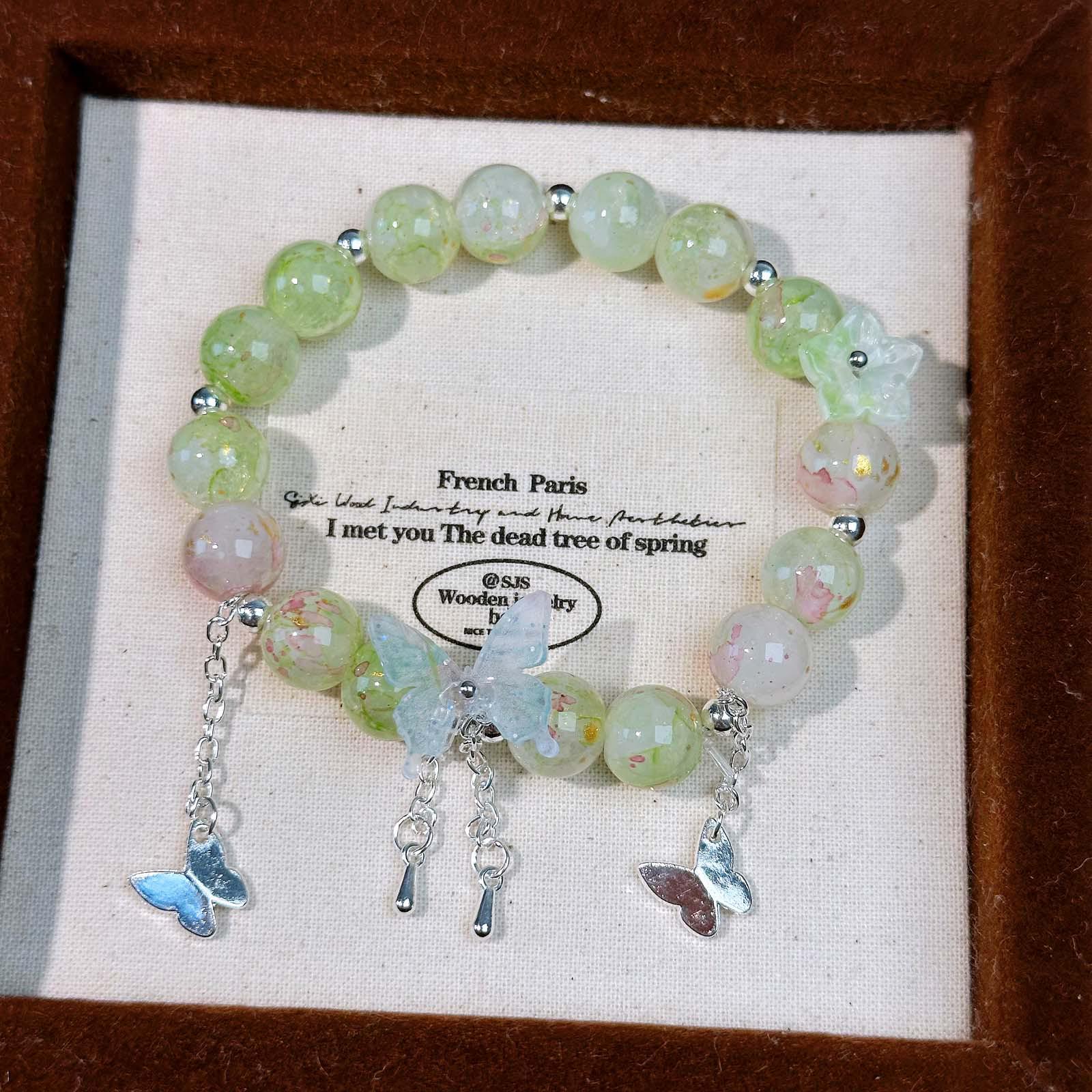 Colorful Rhinestone Butterfly Tassel Bracelet for Girls & Best Friends