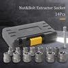 14Pcs with Solid Storage Case Impact Bolt & Nut Remover Set  for Damaged Rusted Rounded-Off Bolts