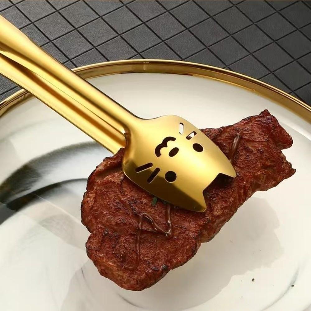 Multi-functional Food Grade BBQ Clip 304 Stainless Steel Non-slip Ice Cube Clamp Silver Gold Grill Tongs Kitchen Utensils