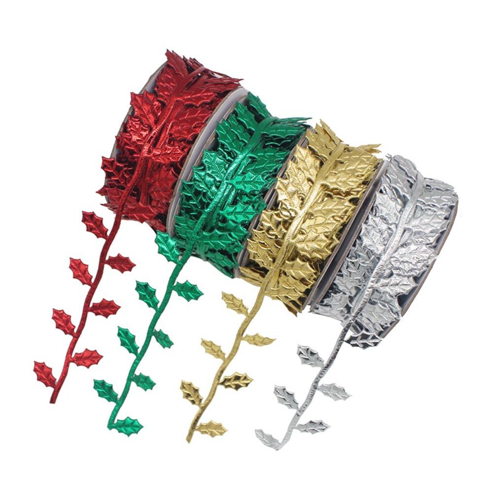 Ultrasonic Cut Maple Leaf Ribbon Multi Color Leaf Trim Satin Ribbon Gift Wrapping
