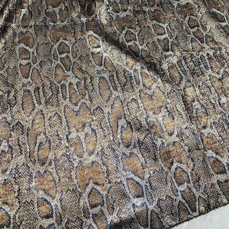 

Leopard Patterned Snake Print Fabric Silver Glossy for DIY Scarf Cheongsams Dress Fabric Toy Dress Fabric 50x150cm