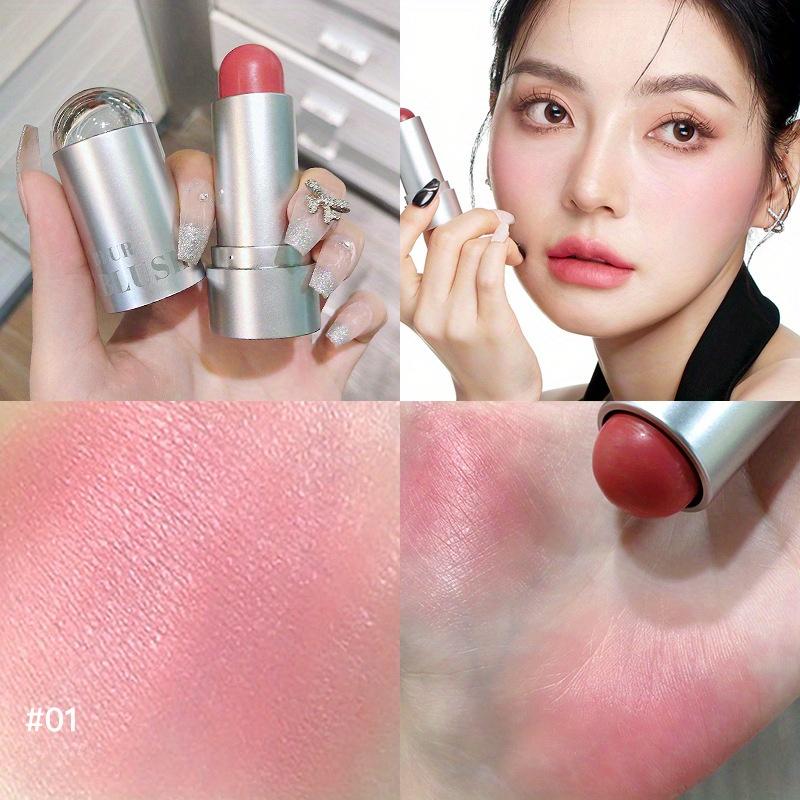 Silver Tube Blush Stick Moisturizing Haze Lips and Cheeks Dual-purpose Blush Cream Color Showing Natural Matte Solid Blush Creams Rouge Lipstick 7g 01#