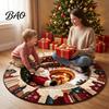 Living Room Xmas Rug 3D Optical Illusion Round Christmas Rug, Cute Santa Claus Crystal Velvet Floor Mat, Non Slip Decor Vivid Printed Circular Carpet
