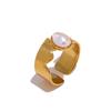 Yhpup Exquisite Imitation Stone 316L Stainless Steel Creative Minimalist Ring Temperament Fashion Women Golden Jewelry New