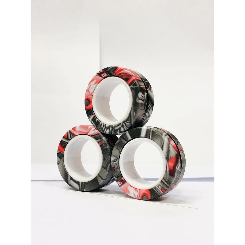 3pcs Anillos Magnéticos para Dedos Coloridos Set de Juguetes Fidget Imanes para Adultos Anillos Giratorios para Aliviar el Estrés Alivio de la Ansiedad Terapia