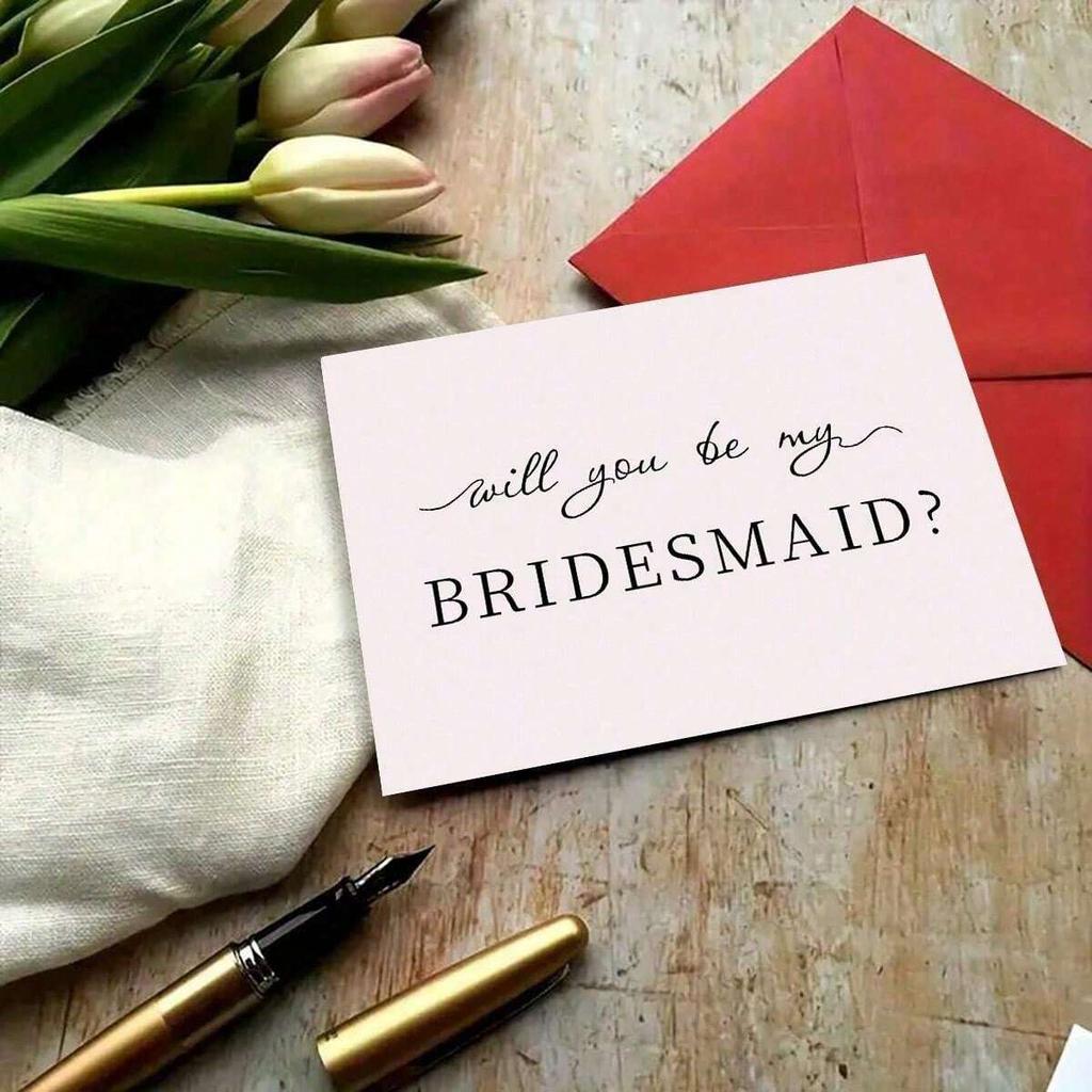 1pc Enchanting Bridesmaid Proposal Card - Heartfelt Invitation & Timeless Memento For Weddings Or Engagements - A Thoughtfully Designed Keepsake