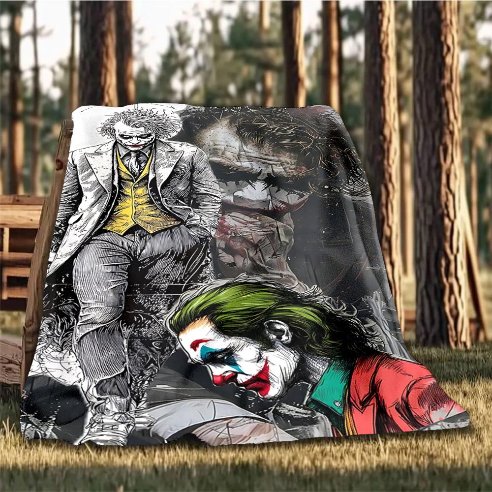 1pc Joker Outdoor Flannel Throw Blanket Soft, Lightweight & Warm for Sofa, Office