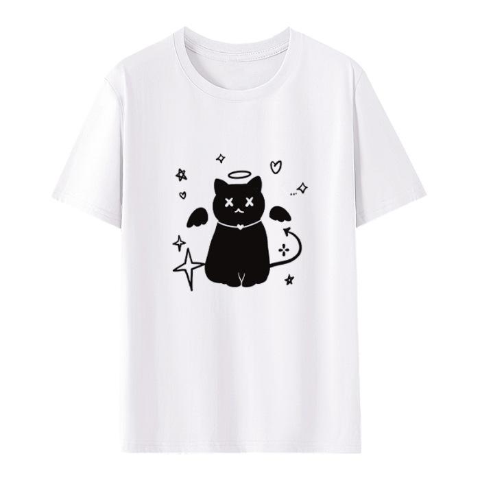 Black t-shirt women's 2025 new summer cotton loose American half-sleeve t-shirt niche chic top