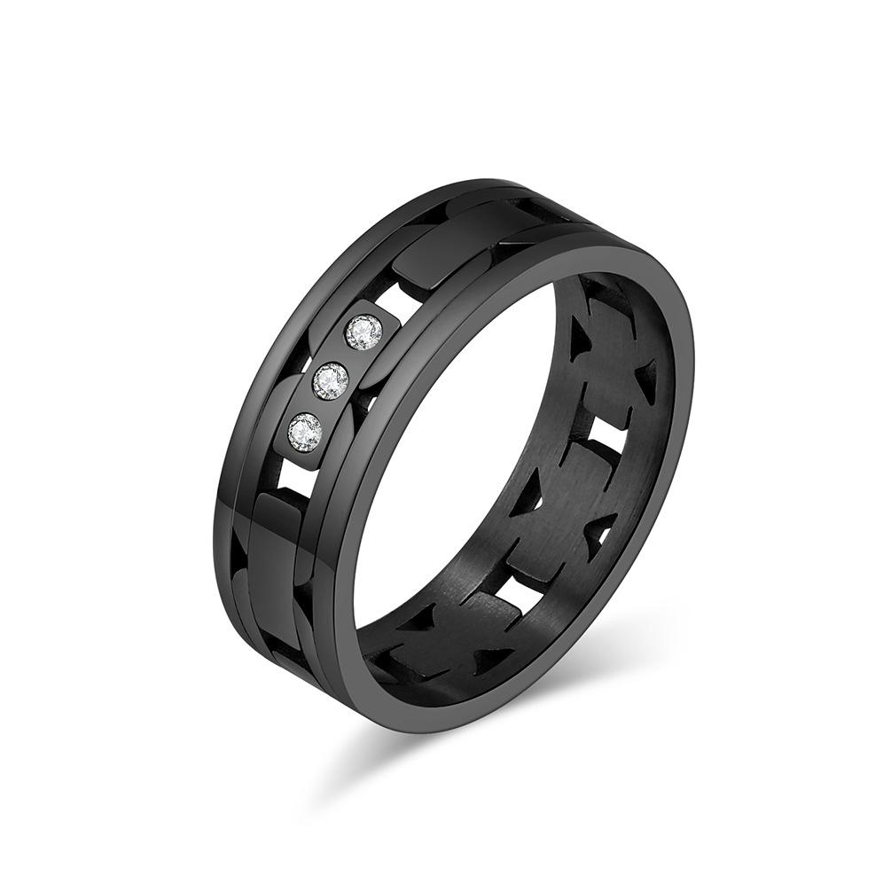 Silver Simple Couple Ring Fashion Hollow Design Titanium Steel Ring for Mens Womens Inlaid Zirconia Wedding Jewellery Accessories