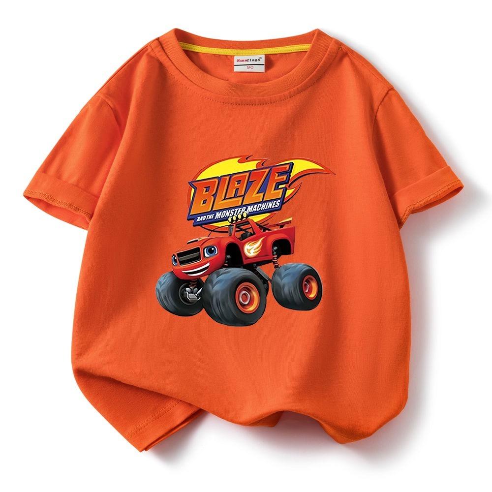 Children's Pure Short Sleeved Tshirt Blaze And The Monster Machines Kids Cartoon Tee Boys Girls Summer O-Neck Tee Tops