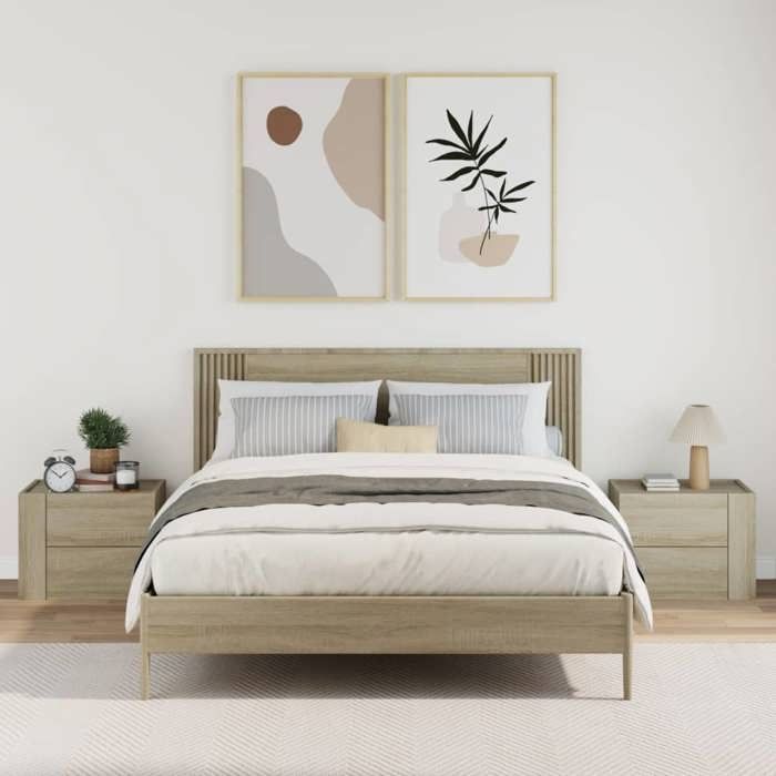 VidaXL Tables de chevet murales 2 pcs chêne sonoma 45x30x35 cm, armoire de rangement, armoire murale suspendue, armoire de 848330