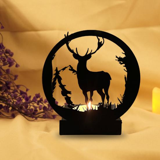 Elk Candlestick Design Create Warm Romantic Atmosphere Christmas Ornament for Home Decoration