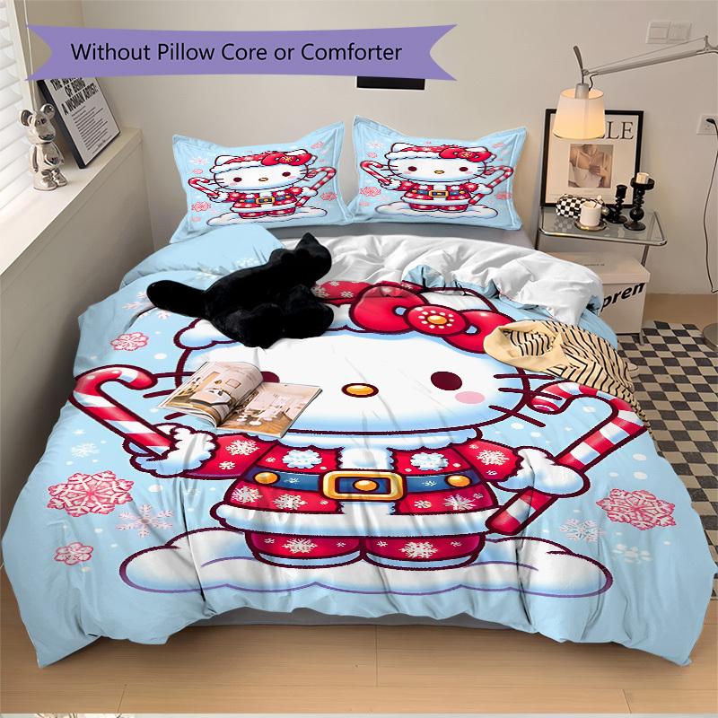 

3 шт. Рождественский комплект постельного белья Hello Kitty: Идеально подойдет для спальни или гостевой комнаты.. Мягкий и удобный, без стержня yy251031086 135x200cm