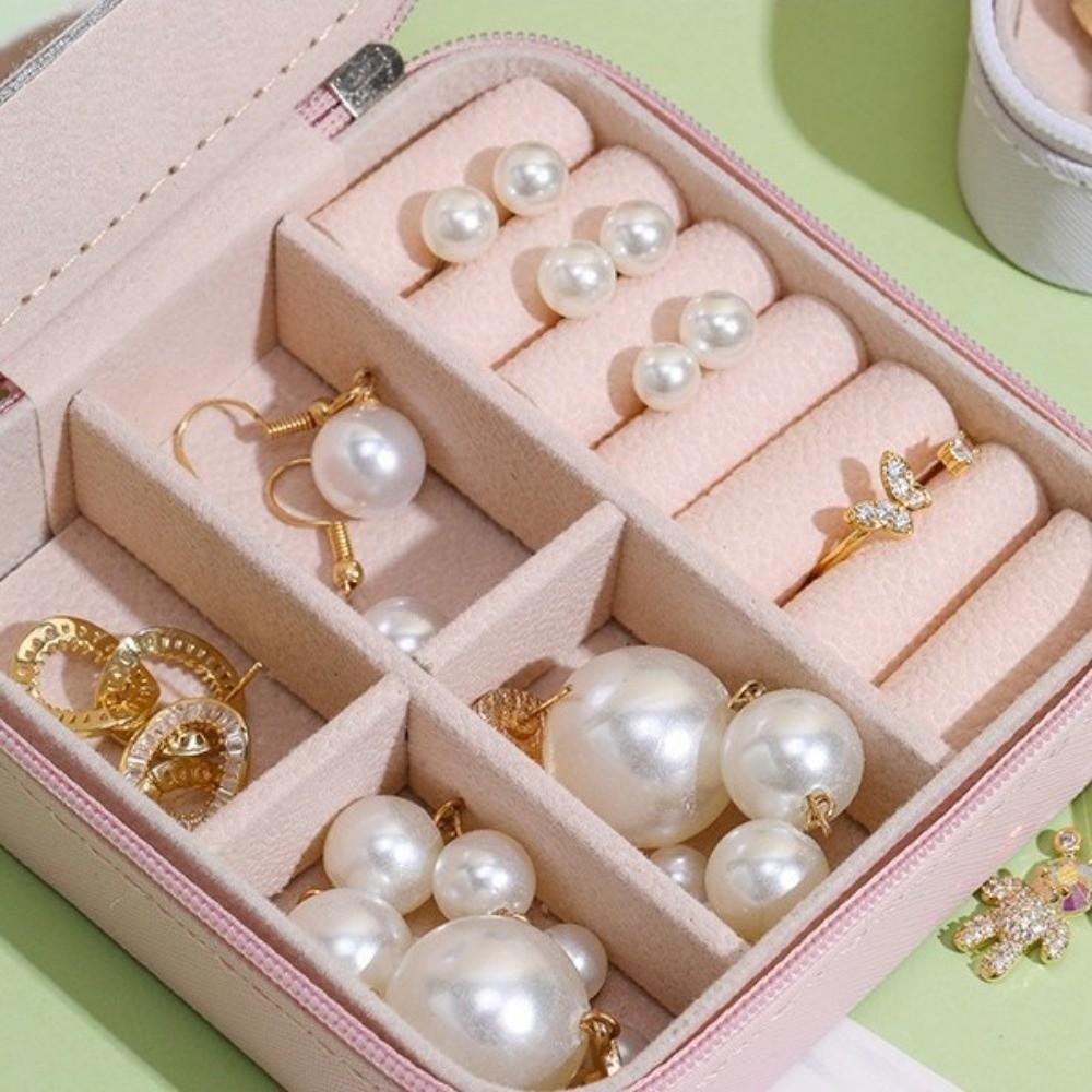 Square Portable Jewelry Box with Mirror Jewelry Display Box Necklace Ring Box  Travel