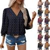 Women's Casual V Neck Floral Print  Blouses 3/4 Sleeve Boho Fall Tops Shirts