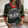 Camiseta de Fan de Fútbol para Mujer de Manga Tres Cuartos para Animación Diurna y Apoyo en el Estadio