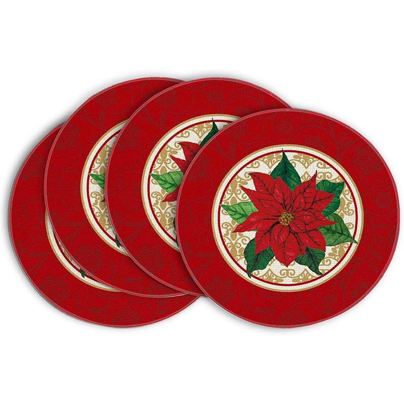Festive Style Christmas Round Placemats - 4-Piece Set for Holiday Table Decor