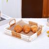 With Handles Woven Serving Tray Washable Imitation Rattan Fruit Plate  Kitchen Storage