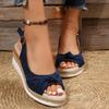 Fashion Women's Peep Toe Wedge Sandals Summer Lightweight Casual Platform Sandals Woman Non Slip Espadrilles Gladiator Shoes Plus Size