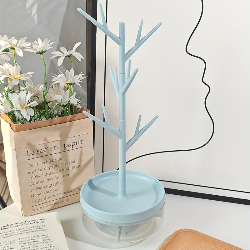 360 Grad drehbarer Schmuckorganizer - Halsketten- & Ohrring-Präsentationsständer mit Aufbewahrungsbox für Waschtisch und Badezimmerablage