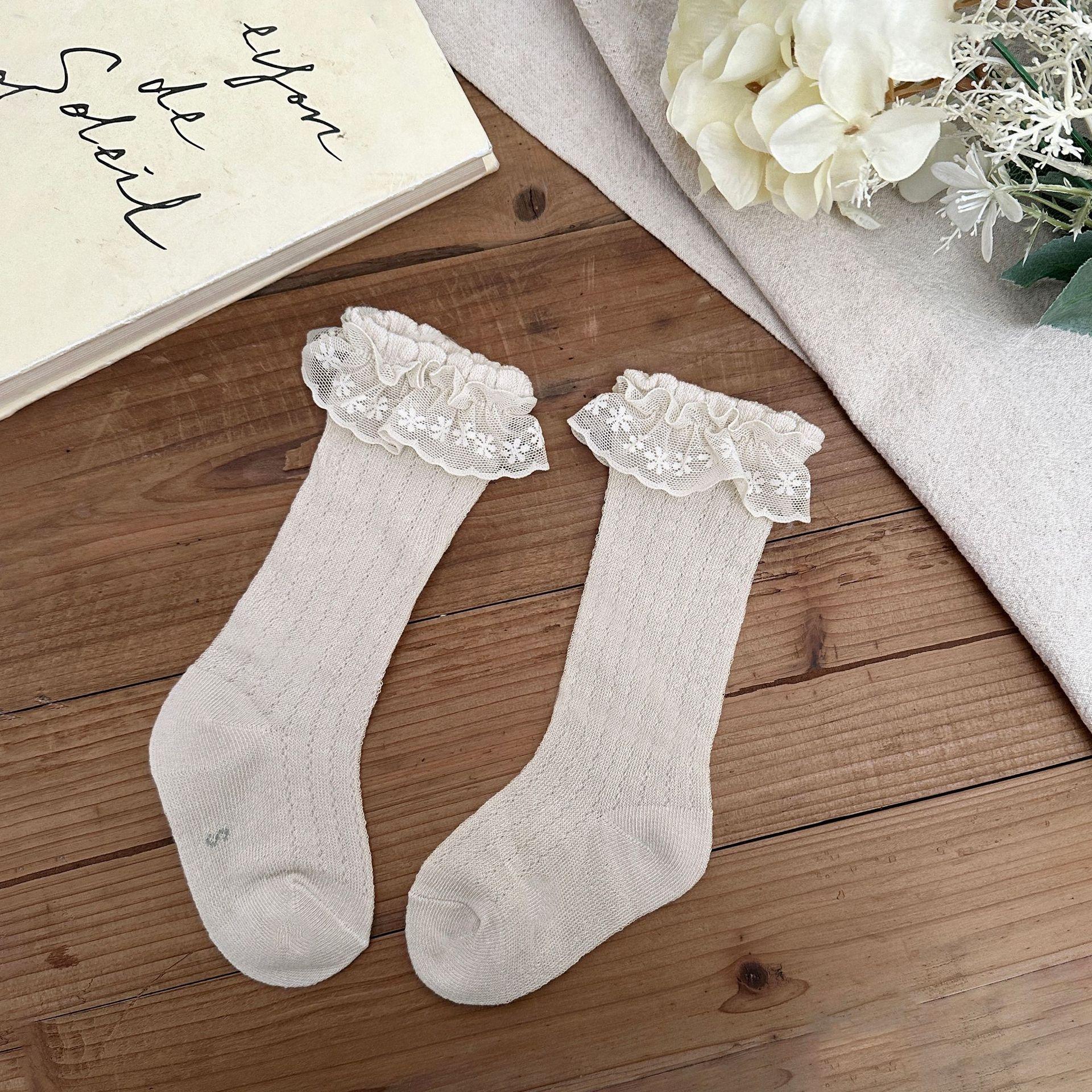 

Весенне-летние тонкие детские гольфы, дышащая сетка, кружево, принцесса, детские хлопковые бесшовные гольфы до колена для новорожденных M 1-3Y