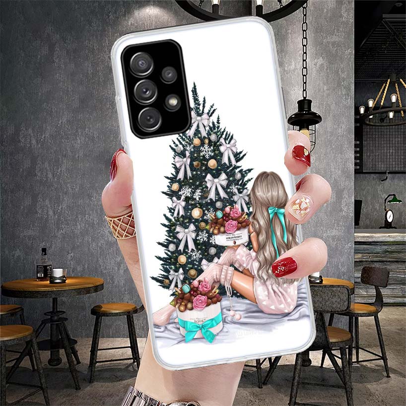 Christmas Girls Tree Gift Phone Case For Samsung Galaxy A13 A14 A15 A16 A17 A53 A54 A55 A56 A57 A33 A34 A35 A36 A37 A23 A24 A25