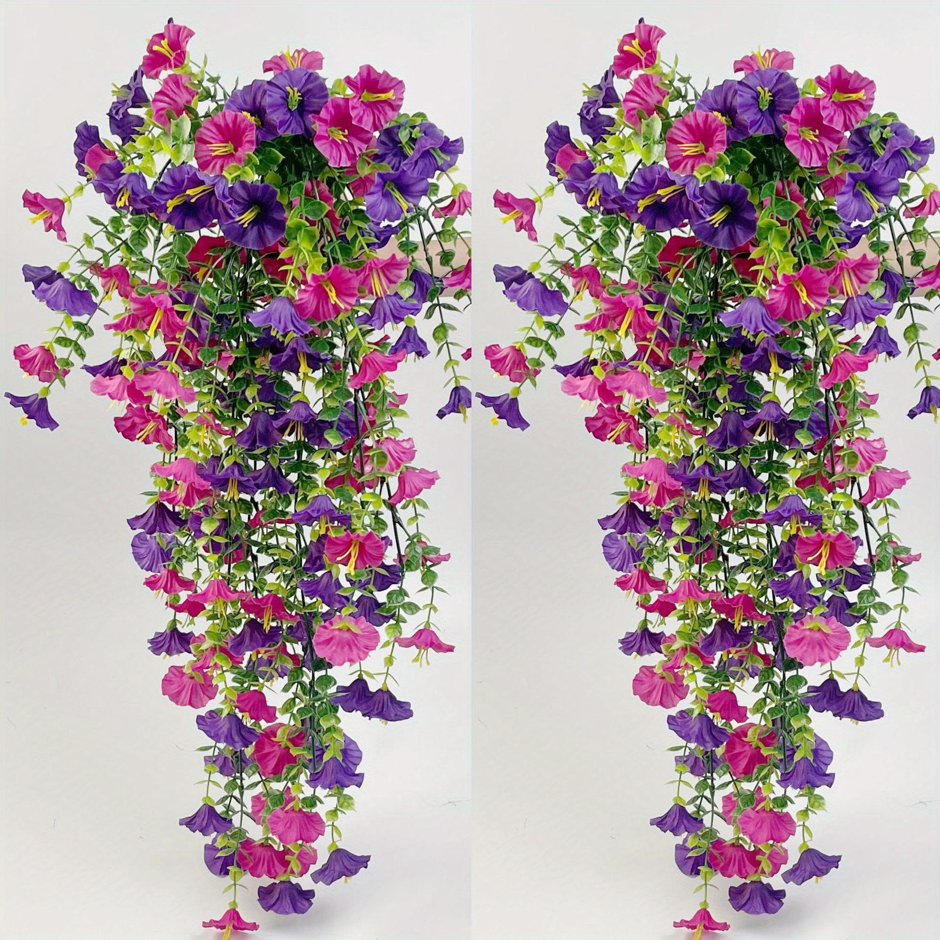 

2pcs Artificial Morning Glory Wall Hanging Fake Flowers for Home Garden Decoration Hanging Flowers Wedding Party Decoration