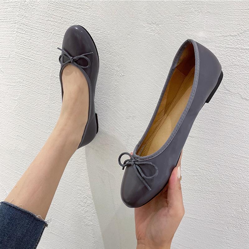 Fashion 4 Color Women Bow Flats Plus Size 35-43 Shoes Ladies Round Toe Pregnant Loafers Comfy Soft Bottomed Moccasins Femme Roll-Up Shoe