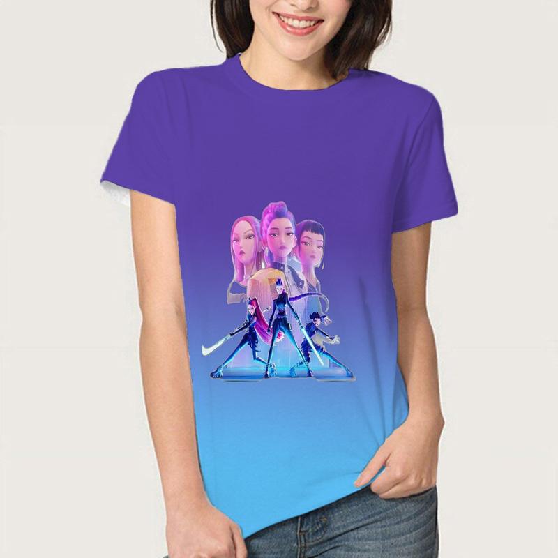 Letní KPop Lovci démonů Trička Huntrix Girl Kpop Tričko Jinu Zoey Rumi Mira Saja Kluci Cool Trička s krátkým rukávem Trička Topy