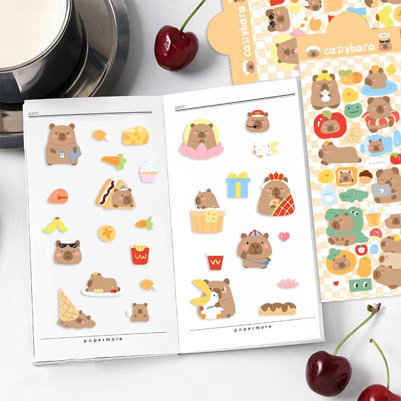 Cute Cartoon Kapibala Stickers Ins Korean Guben Hand Account DIY Decoration Stickers Creative Stickers