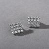 New High-End Geometric Square Full Of Zircon Tide S925 Silver Needle Earrings Retro Hong Kong Style Fashion Ol Earrings