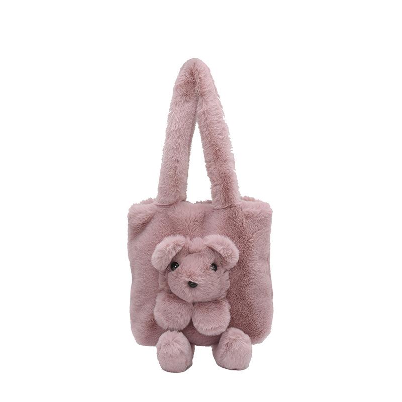Cute Cartoon Teddy Bear Plush Bag, Lovely Hand-held and Shoulder Bag