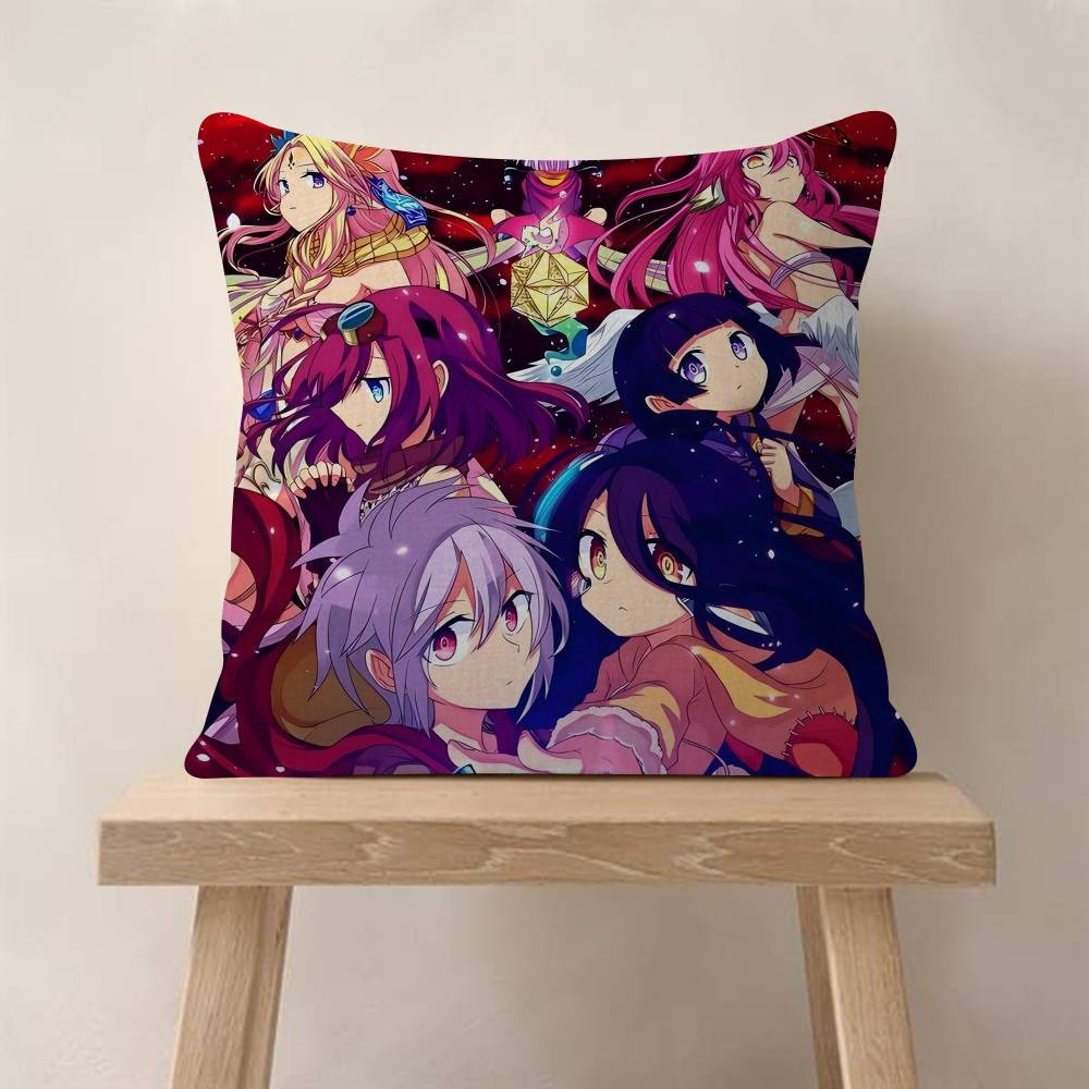NNo Game No Life Anime Pillow Covers Cartoon Sofa Decorative Home Doublesided Printing Short Plush Cute Cushion Cover