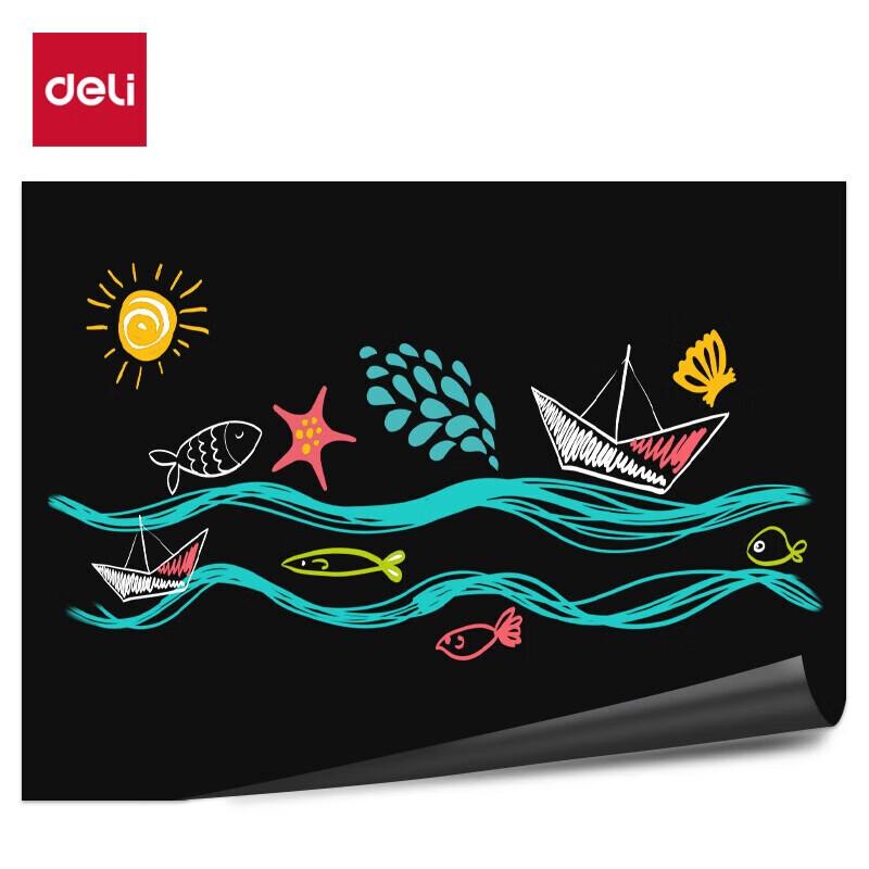 Deli 90x120cm Black Self-Adhesive Ferromagnetic Dry Erase Sticker