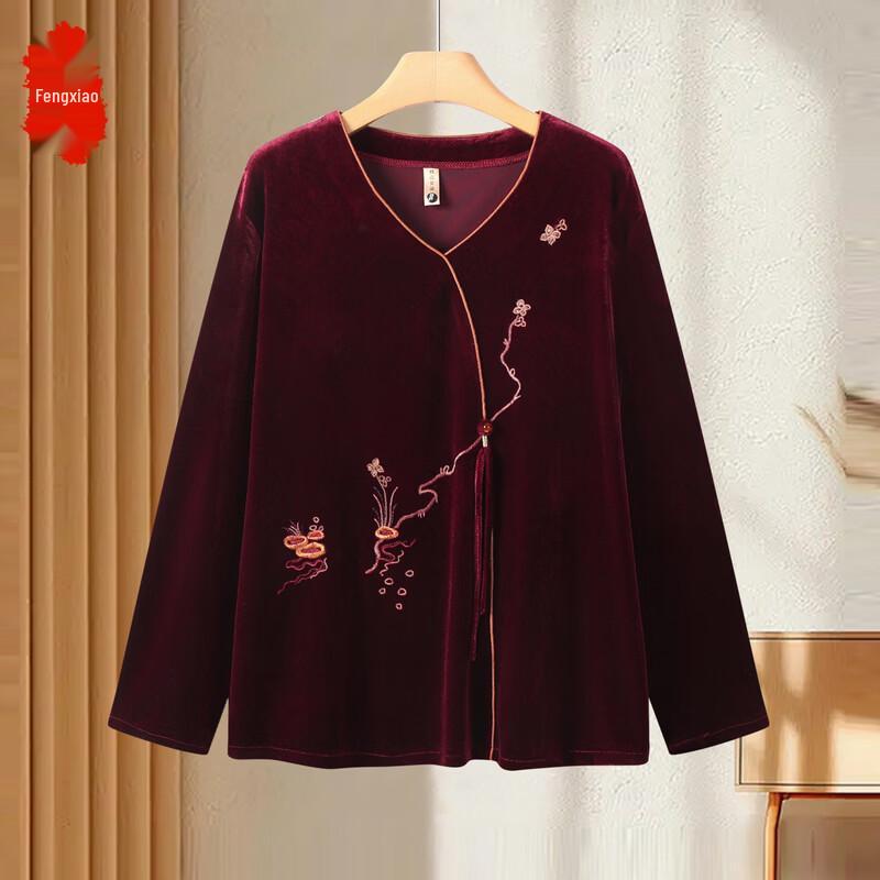 Women's Plus Size Chinese Style Gold Velvet Suit