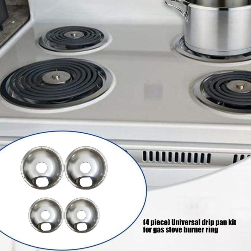4Pieces Universal Burners Rings for Gas Stove Efficient Heat Conduction Secure Easy Installation Corrosion Resistant