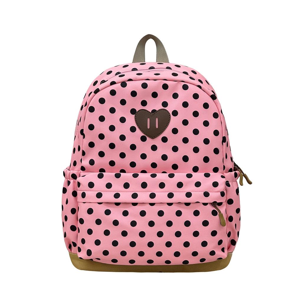 Schoolbag Korean retro polka dot backpack female campus versatile lightweight student schoolbag cute leisure commuter travel backpack