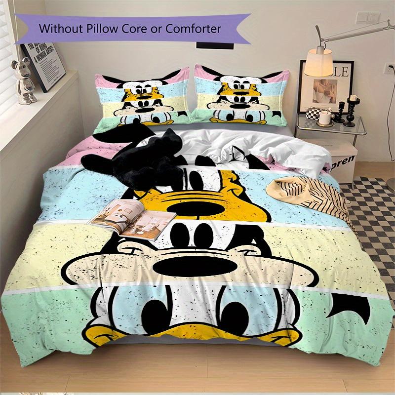 3pcs Mickey Mouse Printed Bedding Set, Breathable And Soft, Machine Washable, Christmas Gift, Suitable for Bedroom Decoration, 097