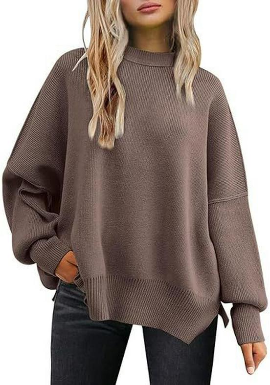 Women's Loose Solid Color Bat Sleeve Knit Sweater - Autumn/Winter Collection
